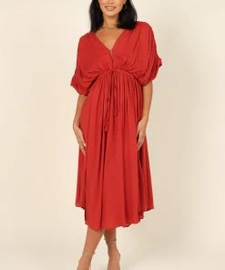 PUP64 Dresses Elsie Batwing Midi Dress - Rust