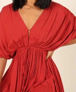 PUP64 Dresses Elsie Batwing Midi Dress - Rust