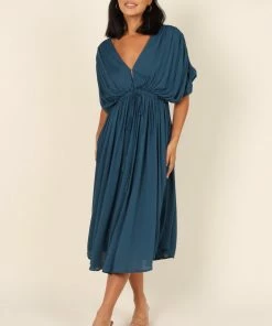 PUP64 Dresses Elsie Batwing Midi Dress - Teal