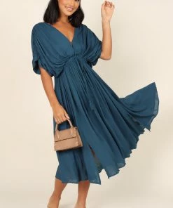 PUP64 Dresses Elsie Batwing Midi Dress - Teal