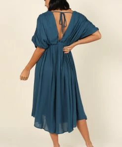 PUP64 Dresses Elsie Batwing Midi Dress - Teal