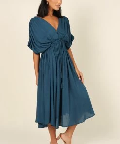 PUP64 Dresses Elsie Batwing Midi Dress - Teal