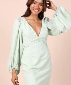 PUP14 Emilina Long Sleeve Mini Dress - Sage