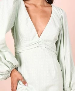 PUP14 Emilina Long Sleeve Mini Dress - Sage