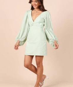 PUP14 Emilina Long Sleeve Mini Dress - Sage