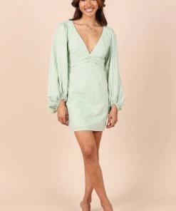 PUP14 Emilina Long Sleeve Mini Dress - Sage