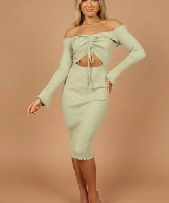 PUP4 Geneva Off Shoulder Midi Dress - Sage