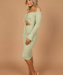PUP4 Geneva Off Shoulder Midi Dress - Sage