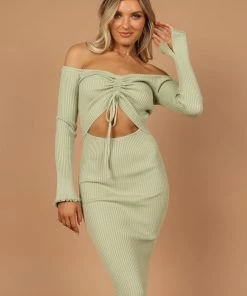 PUP4 Geneva Off Shoulder Midi Dress - Sage