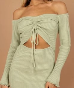 PUP4 Geneva Off Shoulder Midi Dress - Sage