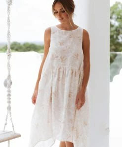 PUP3 Dresses Halston Dress - Beige Floral