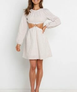PUP30 Jeako Dress - Beige Gingham Dresses