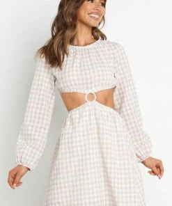 PUP30 Jeako Dress - Beige Gingham Dresses