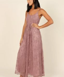 PUP64 Jenny Lace Maxi Dress - Mauve Dresses