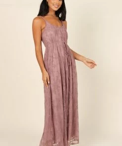 PUP64 Jenny Lace Maxi Dress - Mauve Dresses