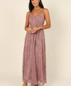 PUP64 Jenny Lace Maxi Dress - Mauve Dresses