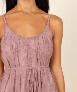 PUP64 Jenny Lace Maxi Dress - Mauve Dresses