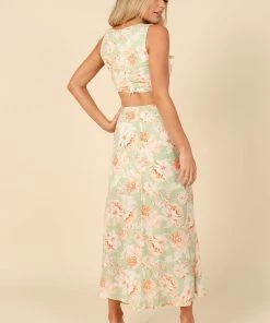 PUP8 Junia Midi Dress - Green Floral Dresses