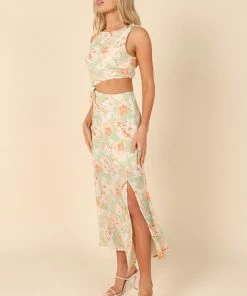 PUP8 Junia Midi Dress - Green Floral Dresses