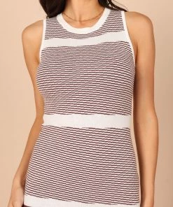 PUP8 Dresses Kiah Knit Midi Dress - Brown Stripe