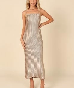 PUP4 Liza Pleated Maxi Dress - Gold