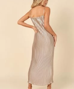 PUP4 Liza Pleated Maxi Dress - Gold