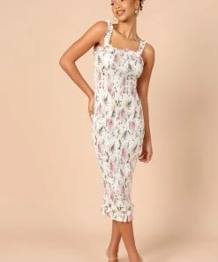 PUP4 Lucee Shirred Dress - Pink Floral Dresses