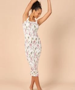 PUP4 Lucee Shirred Dress - Pink Floral Dresses