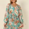 PUP50 Madalin Mini Dress - Teal Floral