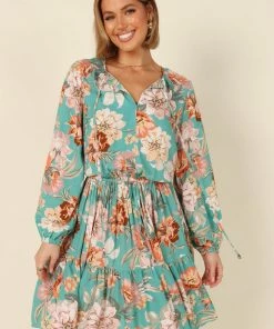PUP50 Madalin Mini Dress - Teal Floral
