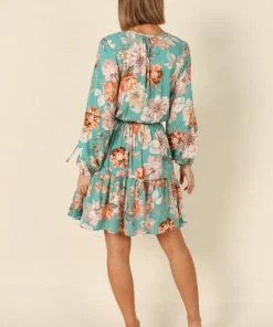 PUP50 Madalin Mini Dress - Teal Floral
