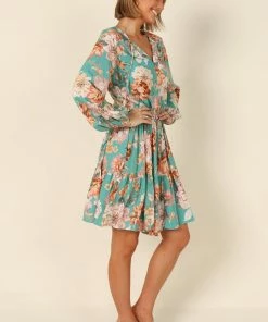 PUP50 Madalin Mini Dress - Teal Floral