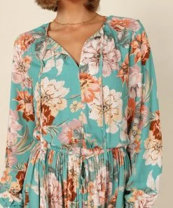 PUP50 Madalin Mini Dress - Teal Floral