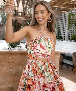 PUP27 Dresses Madeira Dress - Orange Floral