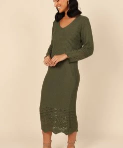 PUP4 Dresses Maggie Crochet Midi Dress - Emerald