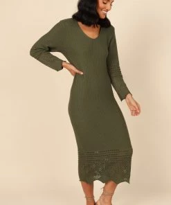 PUP4 Dresses Maggie Crochet Midi Dress - Emerald