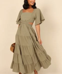 PUP4 Dresses Mary Tiered Maxi Dress - Olive