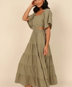 PUP4 Dresses Mary Tiered Maxi Dress - Olive