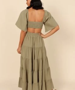 PUP4 Dresses Mary Tiered Maxi Dress - Olive
