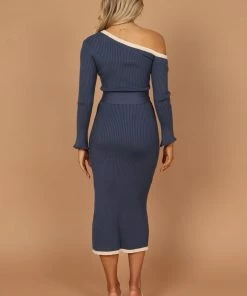 PUP4 Milan Off Shoulder Midi Dress - Midnight Blue