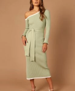 PUP4 Dresses Milan Off Shoulder Midi Dress - Sage