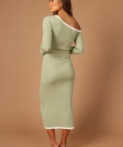 PUP4 Dresses Milan Off Shoulder Midi Dress - Sage