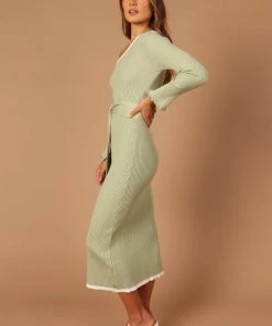 PUP4 Dresses Milan Off Shoulder Midi Dress - Sage