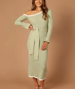 PUP4 Dresses Milan Off Shoulder Midi Dress - Sage