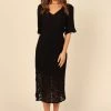 PUP4 Natalie Crochet Midi Dress - Black
