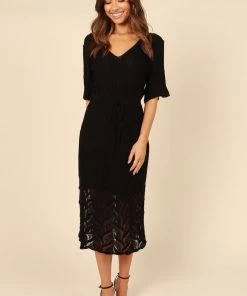 PUP4 Natalie Crochet Midi Dress - Black