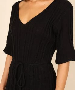 PUP4 Natalie Crochet Midi Dress - Black