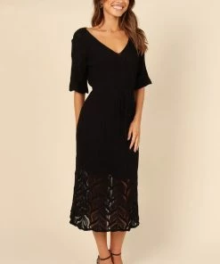PUP4 Natalie Crochet Midi Dress - Black