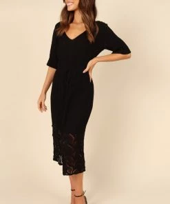 PUP4 Natalie Crochet Midi Dress - Black