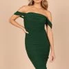 PUP58 Nique Strapless Mesh Midi Dress - Emerald Dresses